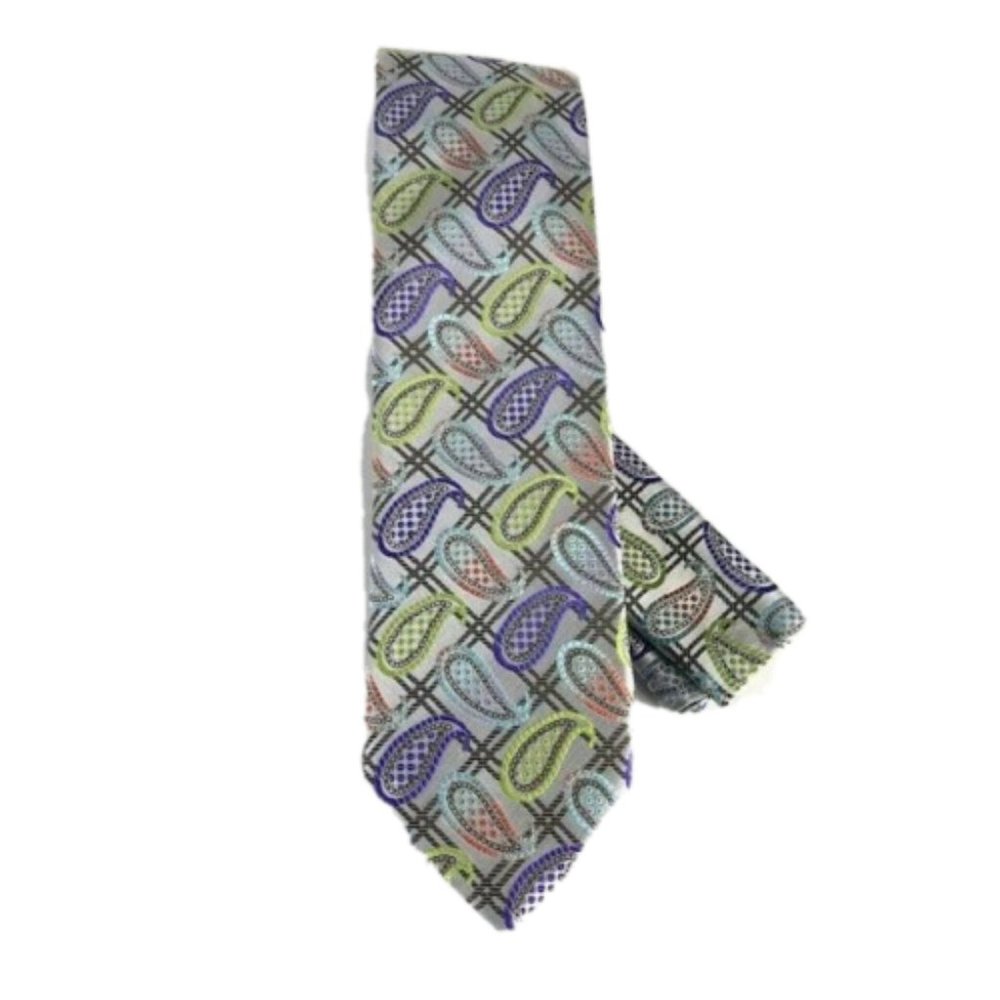 Barcelona Cravatte Men's Tie Hanky Set Silver Purple Brown Orange Sage Teal 3"